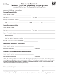 Document preview: OTC Form 588 Oklahoma First-Time Homebuyer Savings Account - Account Holder and Designated Beneficiary Form - Oklahoma