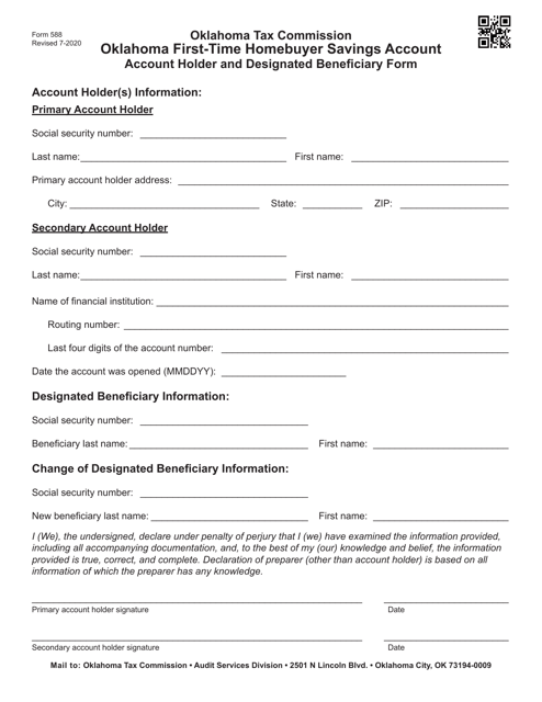 OTC Form 588  Printable Pdf