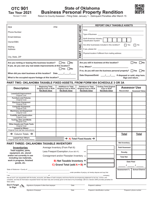 OTC Form 901 Business Personal Property Rendition - Oklahoma, 2021