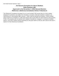 OTC Form 905 Storm Shelter Exemption Application - Oklahoma, Page 2