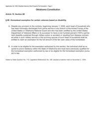 OTC Form 998 Application for 100% Disabled Veterans Real Property Tax Exemption - Oklahoma, Page 2
