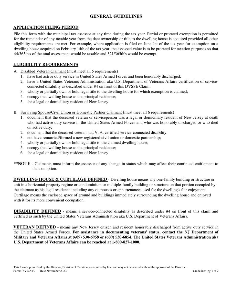 Form D.V.S.S.E. Claim for Property Tax Exemption on Dwelling of Disabled Veteran or Surviving Spouse / Civil Union or Domestic Partner of Disabled Veteran or Serviceperson - New Jersey, Page 3
