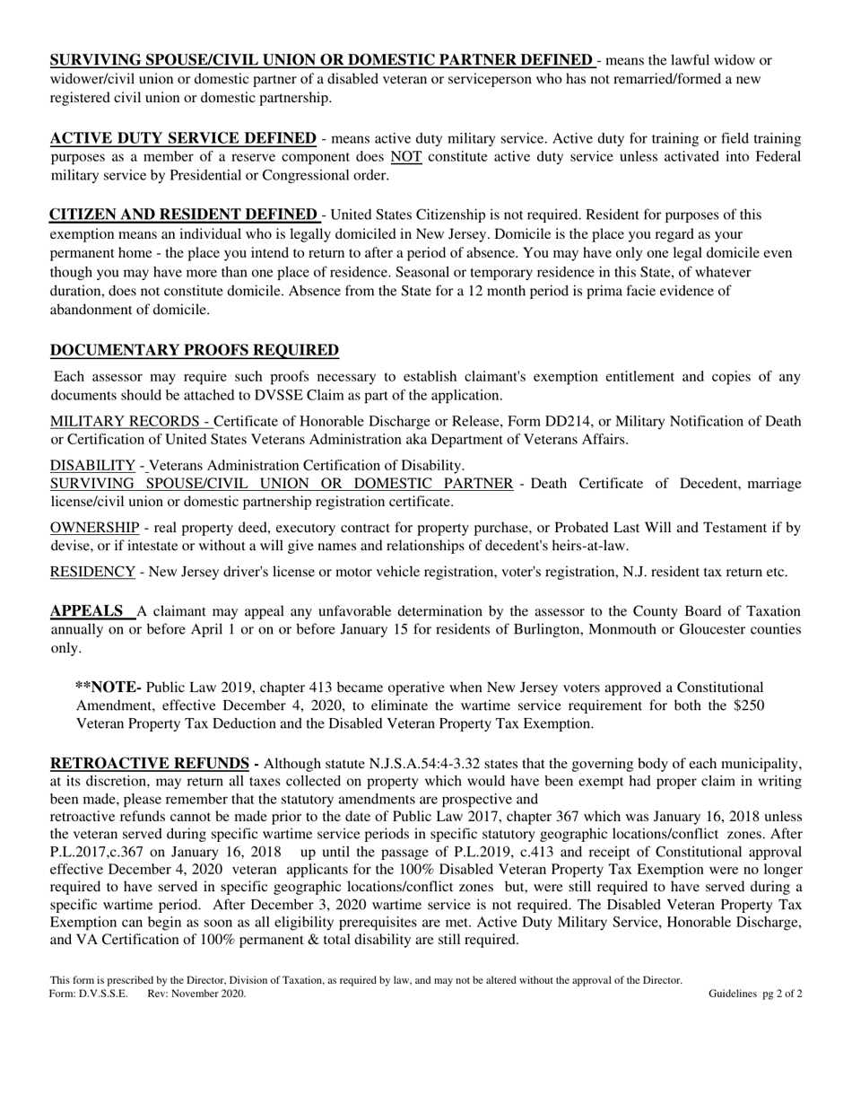Form D.V.S.S.E. Claim for Property Tax Exemption on Dwelling of Disabled Veteran or Surviving Spouse / Civil Union or Domestic Partner of Disabled Veteran or Serviceperson - New Jersey, Page 4