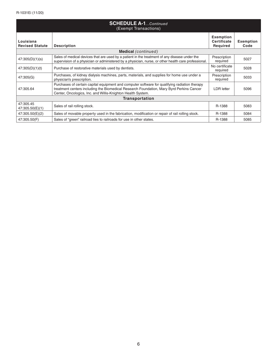 Instructions for Form R-1031 Direct Marketer Sales Tax Return - Louisiana, Page 6