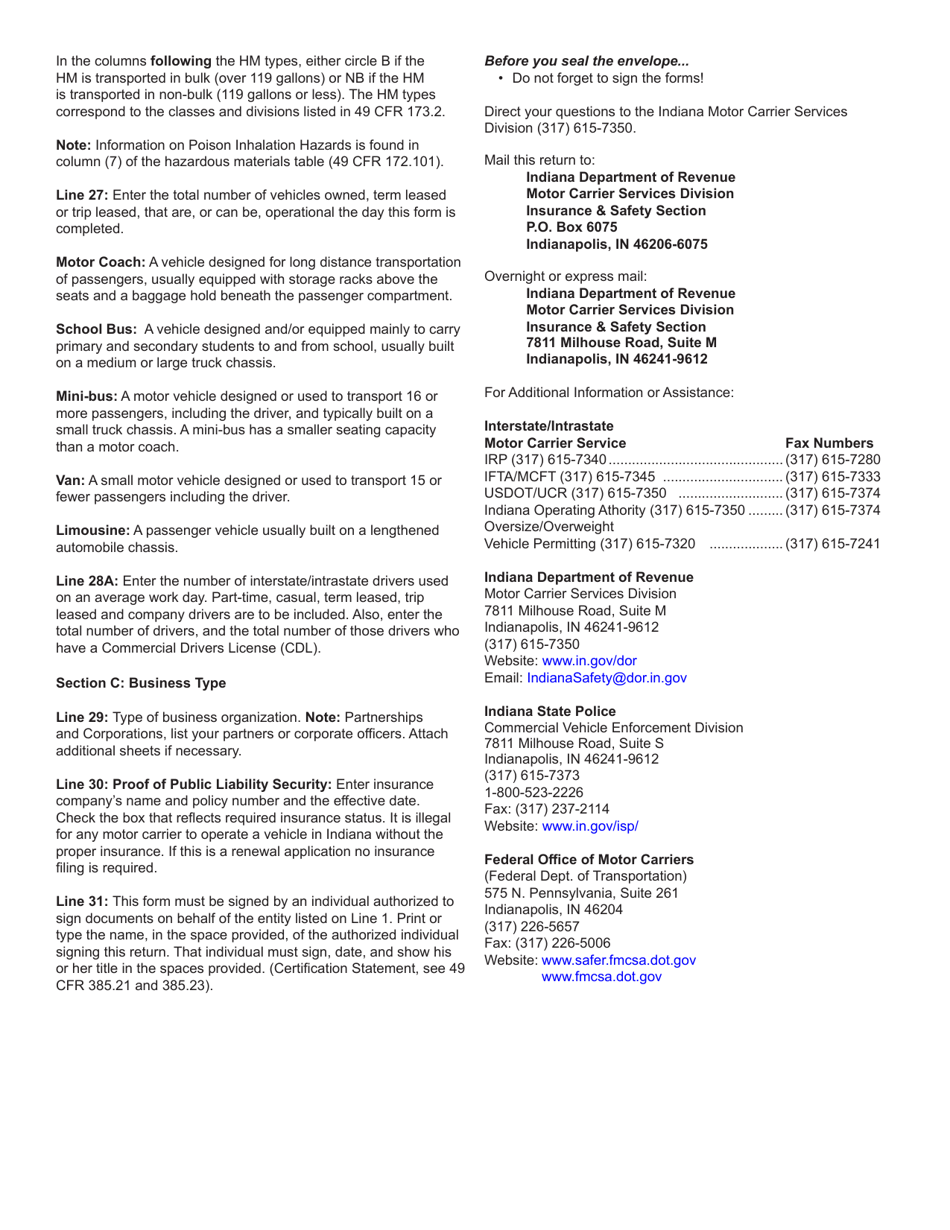 Form BAS-1 (State Form 46918) Indiana Business Authorization and Safety Application for Intrastate Carriers - Indiana, Page 5