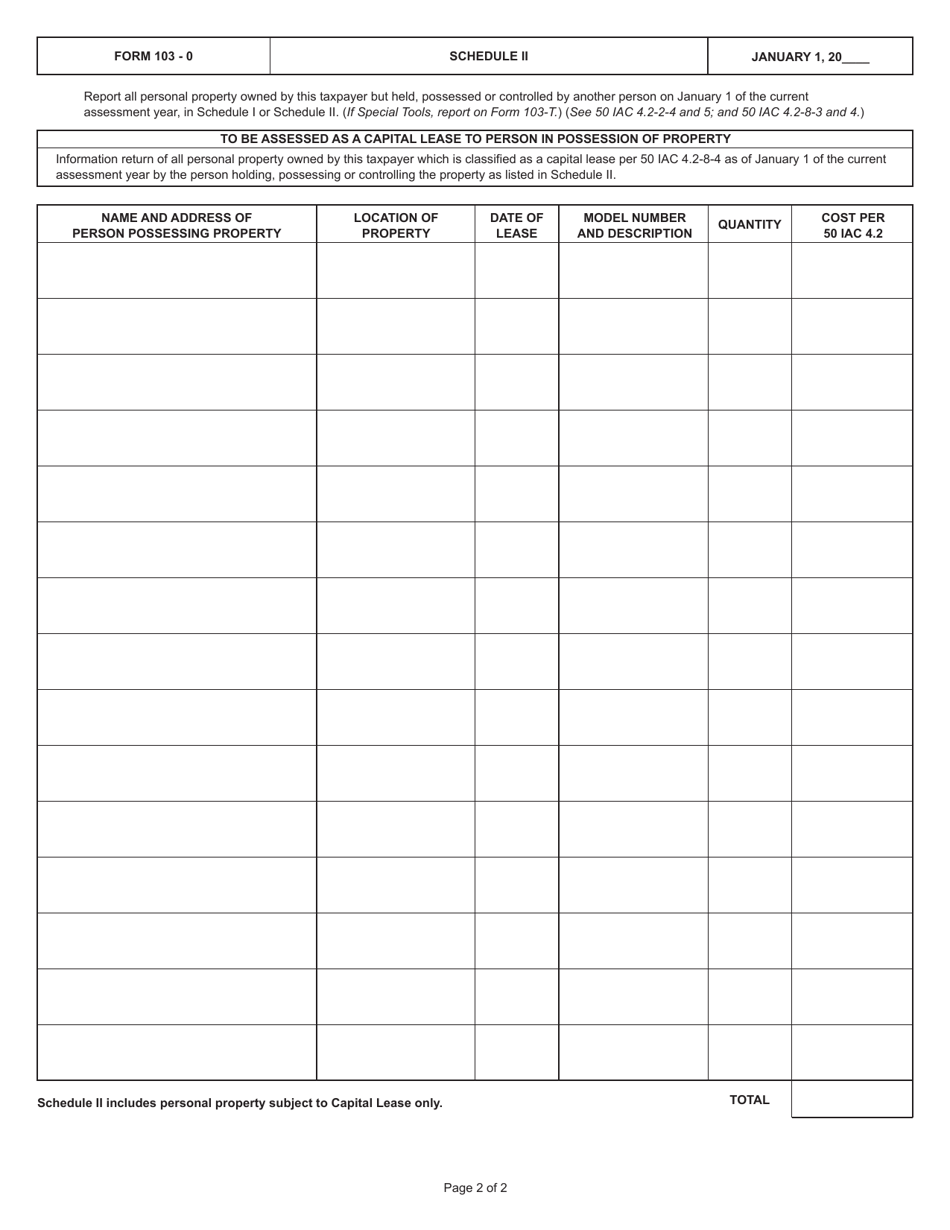 State Form 24057 (103-O) Information Return of Owned Personal Property - Indiana, Page 2