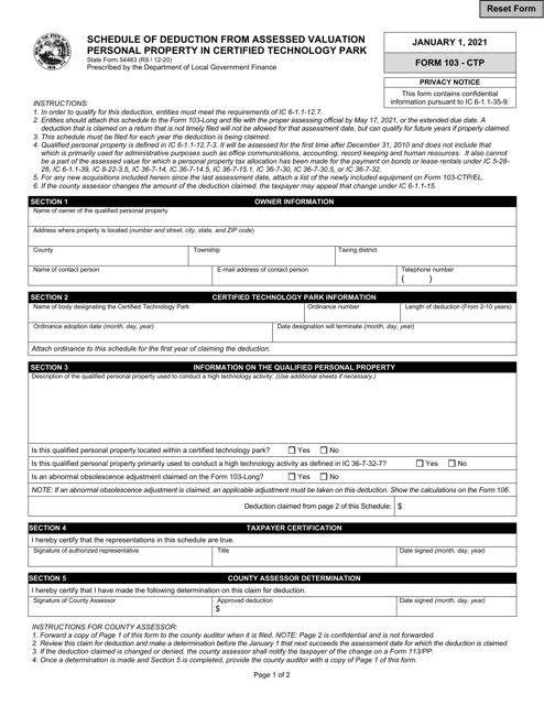 State Form 54483 (103-CTP)  Printable Pdf