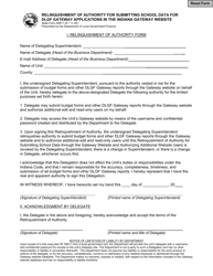 Document preview: State Form 55811 Relinquishment of Authority for Submitting School Data for Dlgf Gateway Applications in the Indiana Gateway Website - Indiana