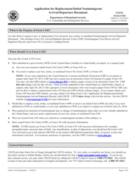 Document preview: Instructions for USCIS Form I-102 Application for Replacement/Initial Nonimmigrant Arrival-Departure Document