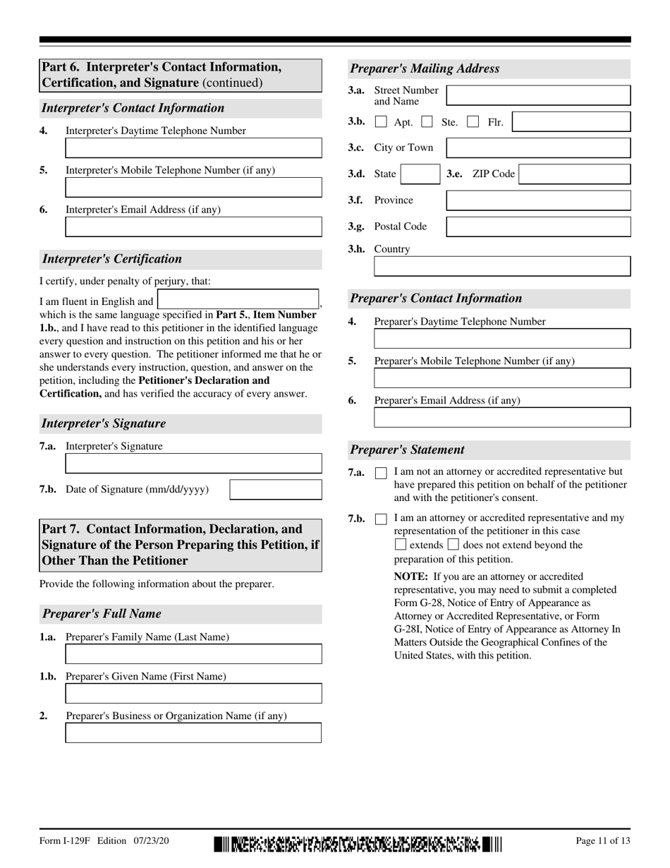 USCIS Form I-129F Petition for Alien Fiance(E), Page 11