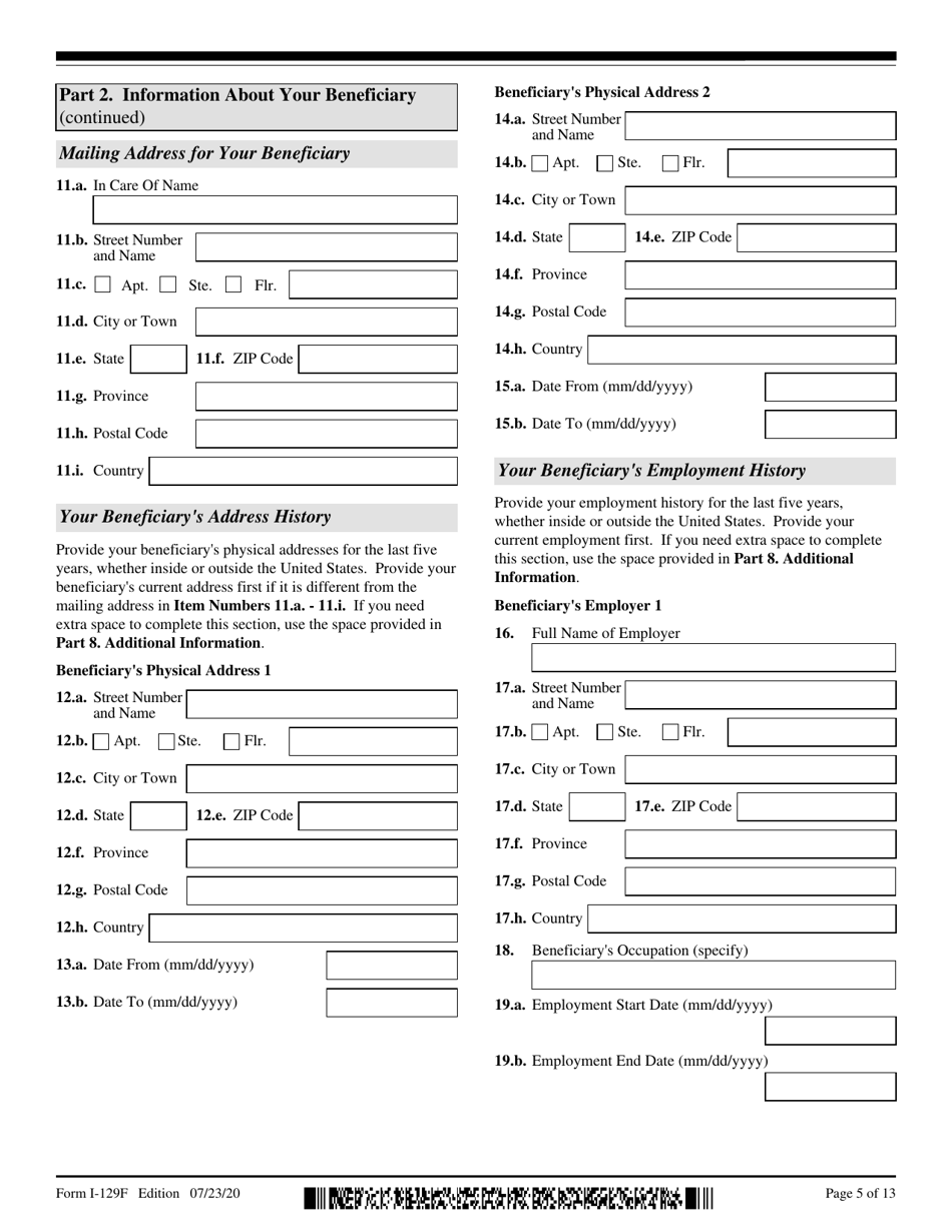 USCIS Form I-129F Petition for Alien Fiance(E), Page 5