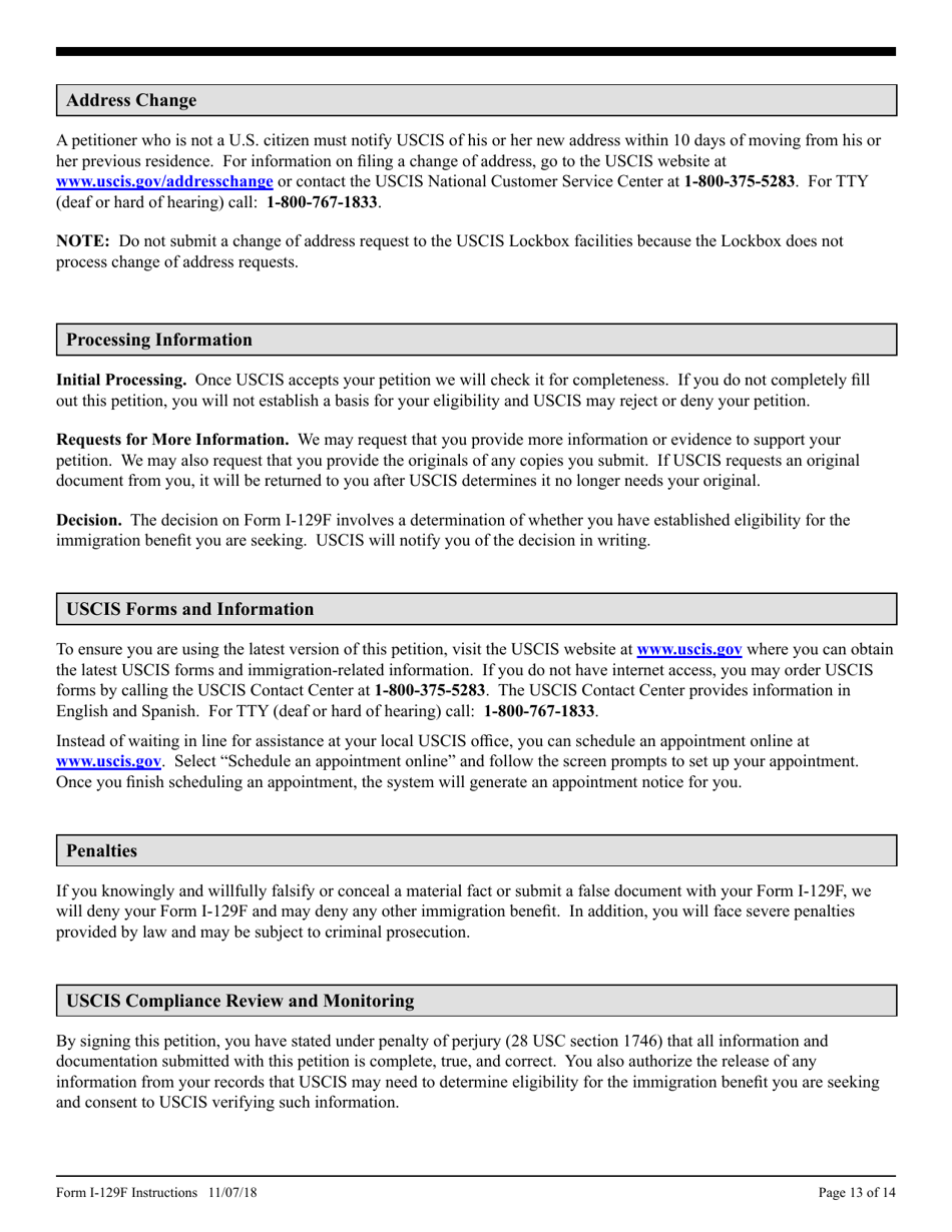 Instructions for USCIS Form I-129F Petition for Alien Fiance(E), Page 13