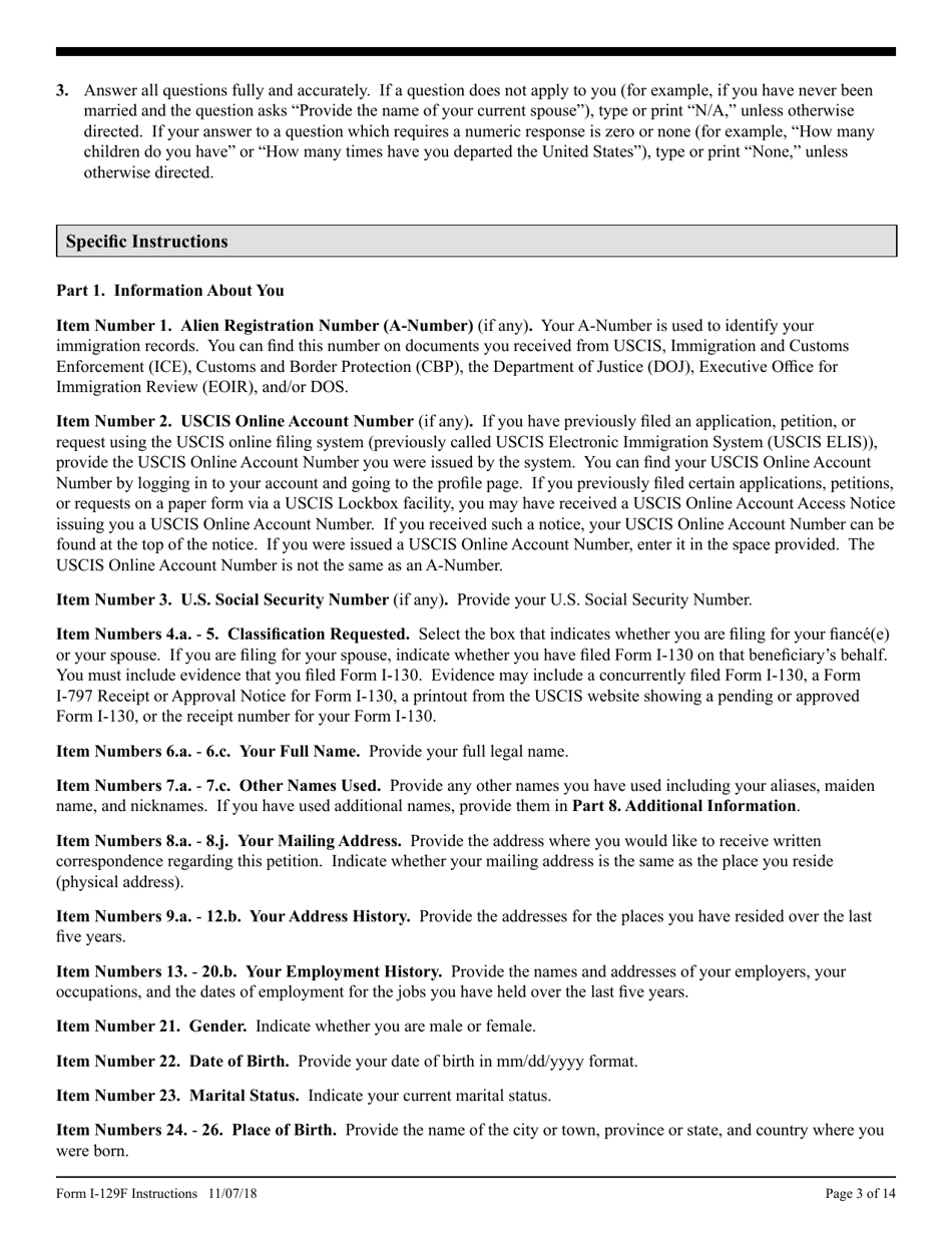 Instructions for USCIS Form I-129F Petition for Alien Fiance(E), Page 3