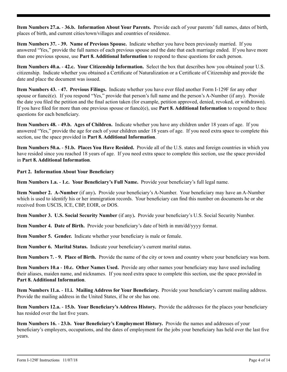 Instructions for USCIS Form I-129F Petition for Alien Fiance(E), Page 4