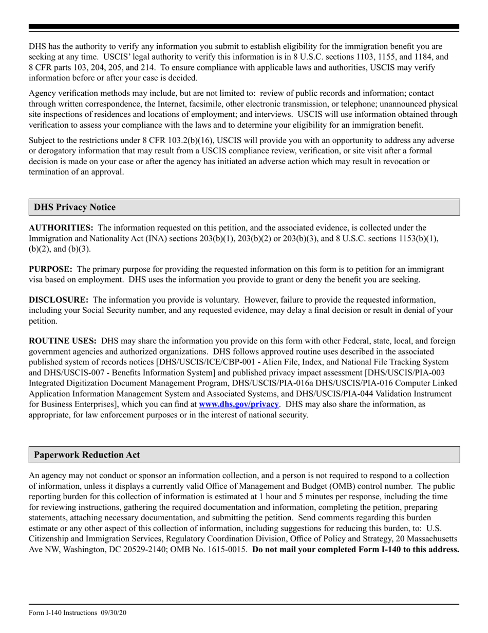 Instructions for USCIS Form I-140 Petition for Alien Workers, Page 11