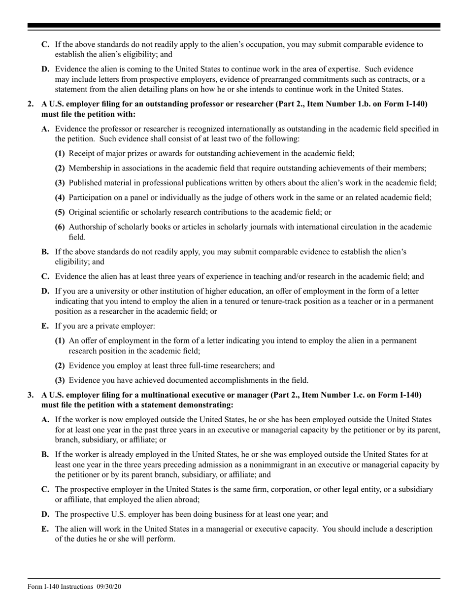 Instructions for USCIS Form I-140 Petition for Alien Workers, Page 5