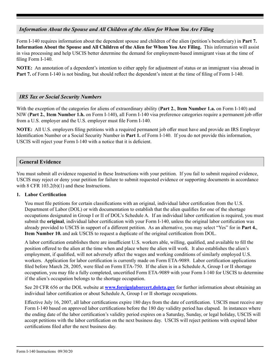 Instructions for USCIS Form I-140 Petition for Alien Workers, Page 7