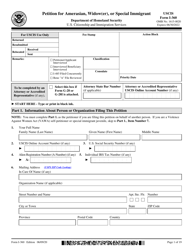USCIS Form I-360 Petition for Amerasian, Widow(Er), or Special Immigrant