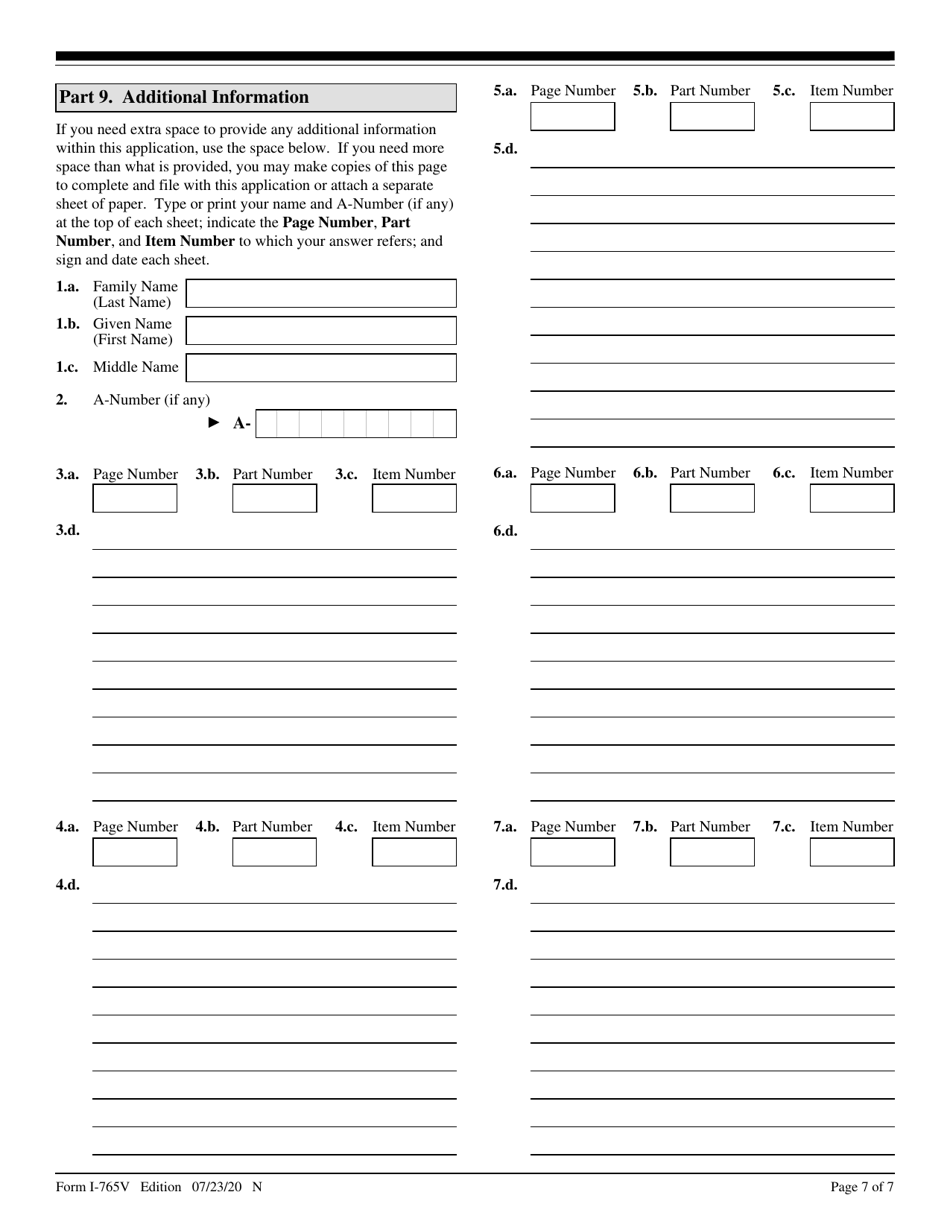 USCIS Form I-765V Application for Employment Authorization for Abused Nonimmigrant Spouse, Page 7