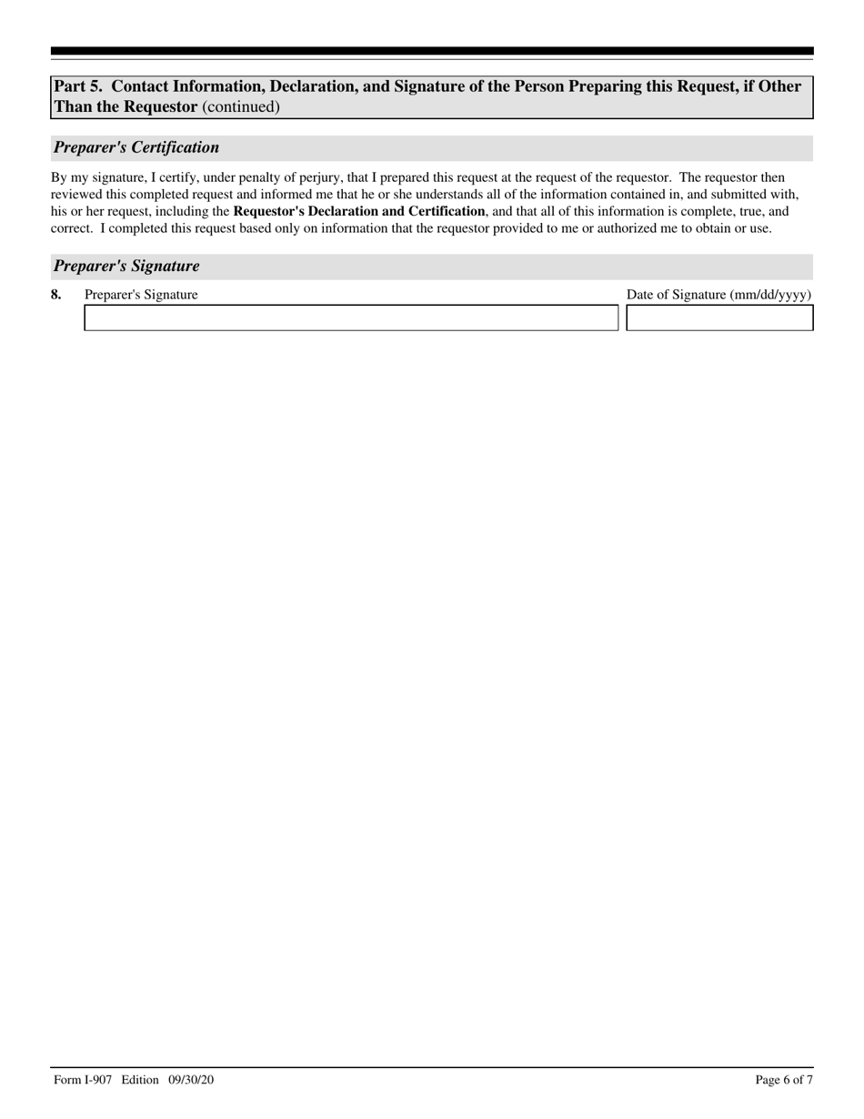 USCIS Form I-907 Request for Premium Processing Service, Page 6
