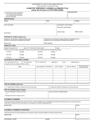 Document preview: Form PHS-488 Claim for Temporary Lodging Allowance (Tla)