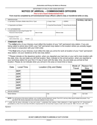 Document preview: Form PHS-2874 Notice of Arrival - Commissioned Officers