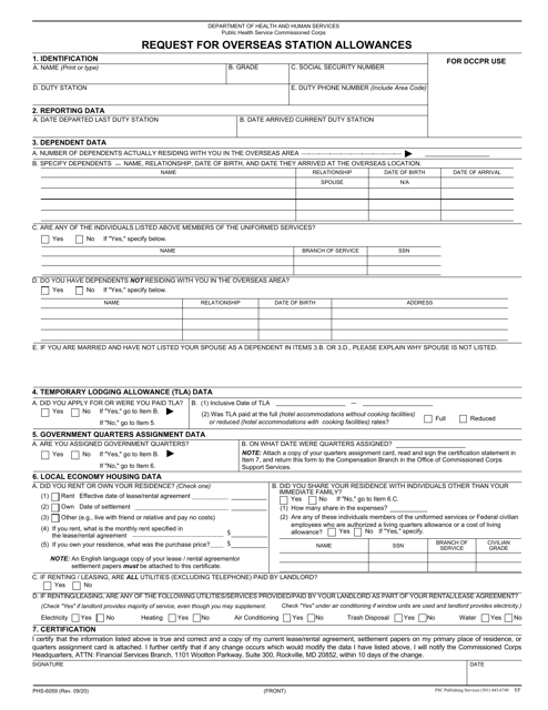 Form PHS-6059  Printable Pdf