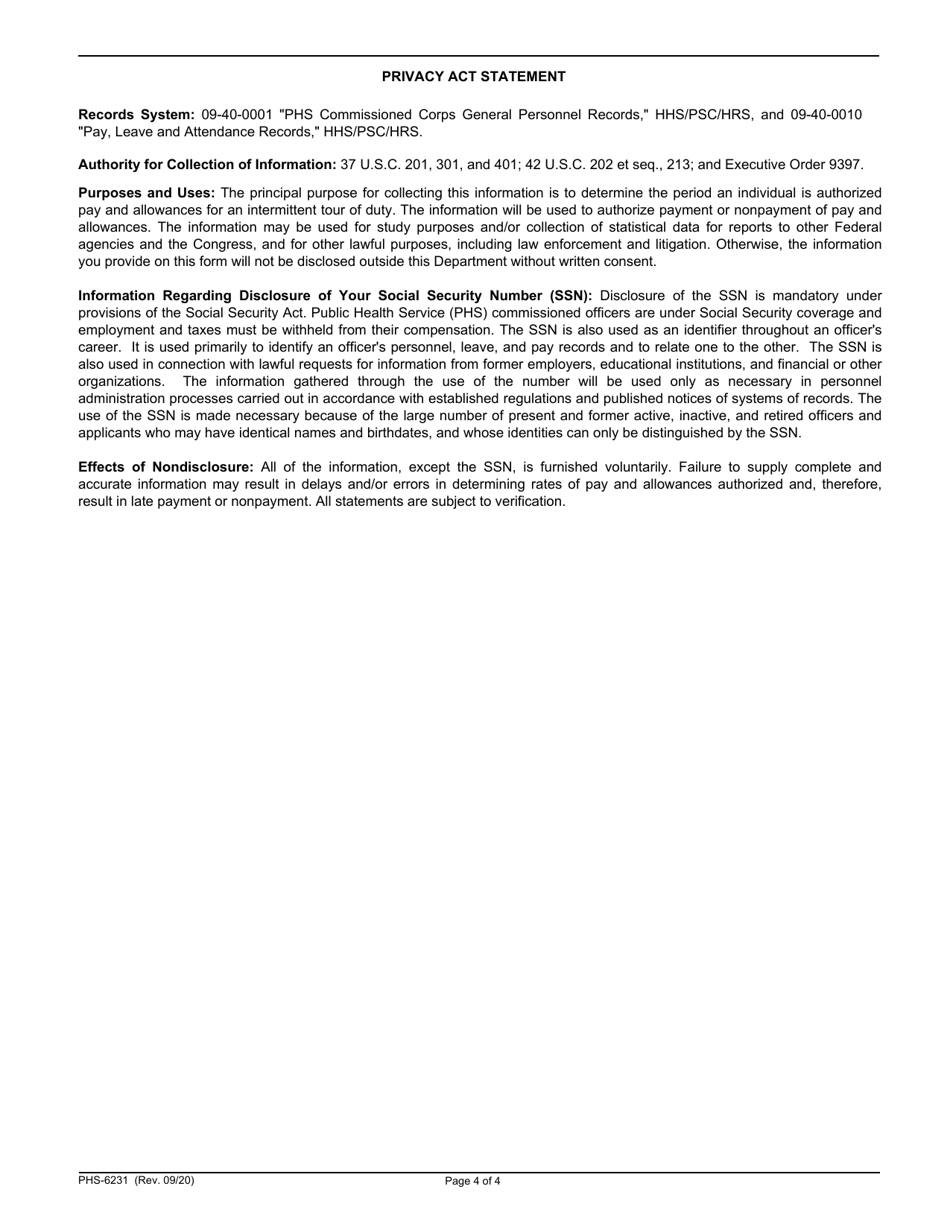 Form PHS-6321 Certification for Intermittent Tours of Duty, Page 4