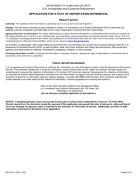 ICE Form I-246 Application for a Stay of Deportation or Removal, Page 2