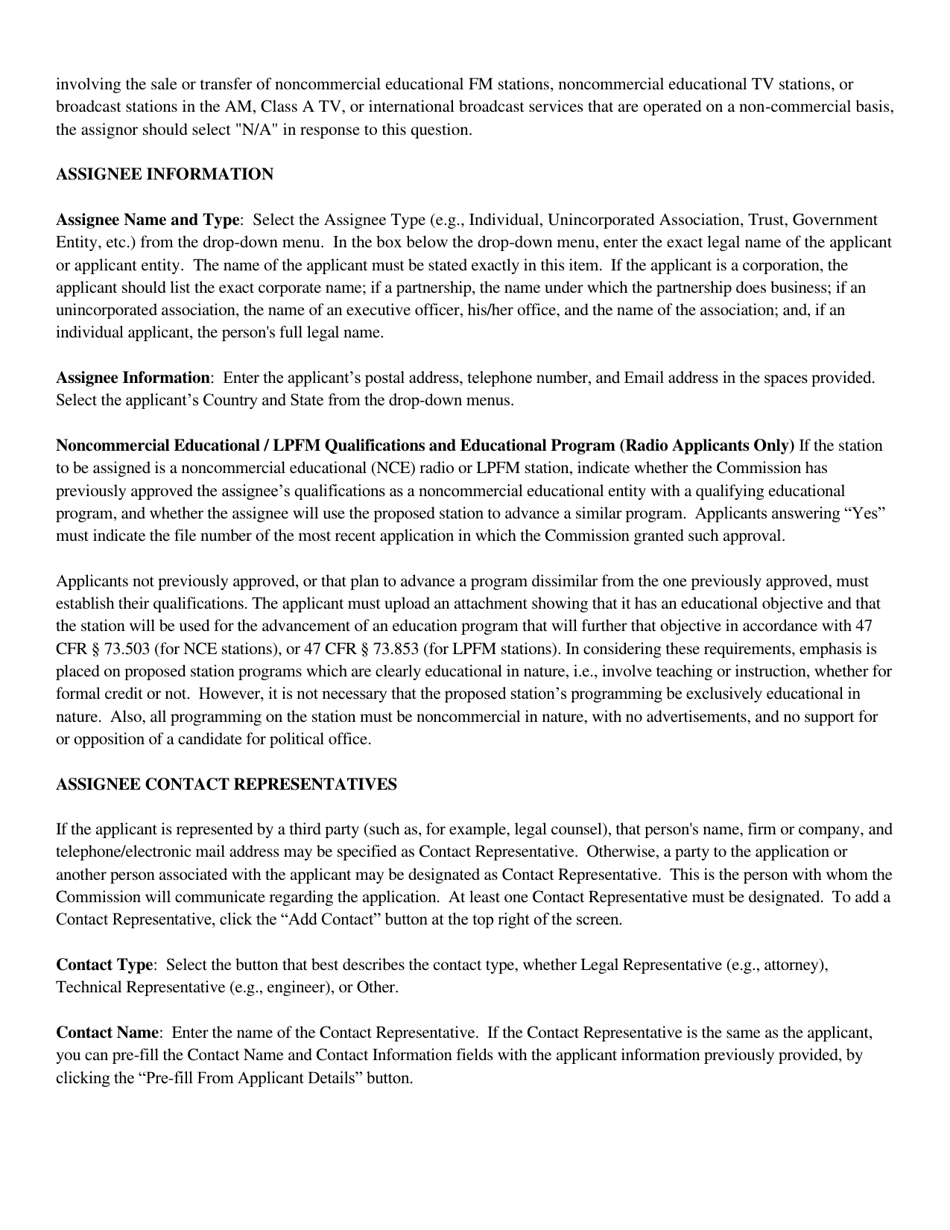 Instructions for FCC Form 2100 Schedule 314 Application for Consent to Assignment of Broadcast Station Construction Permit or License, Page 11