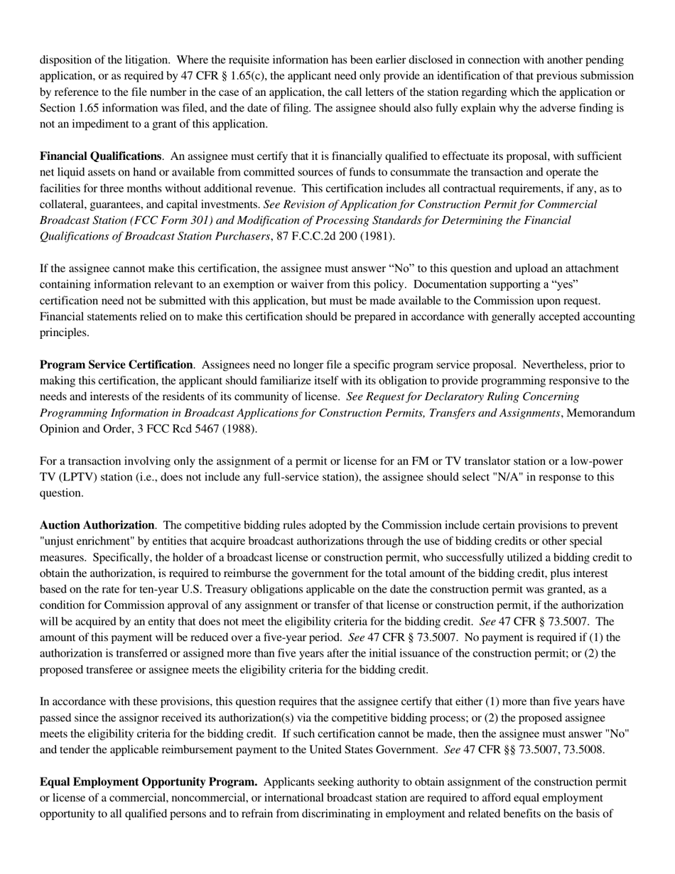 Instructions for FCC Form 2100 Schedule 314 Application for Consent to Assignment of Broadcast Station Construction Permit or License, Page 18