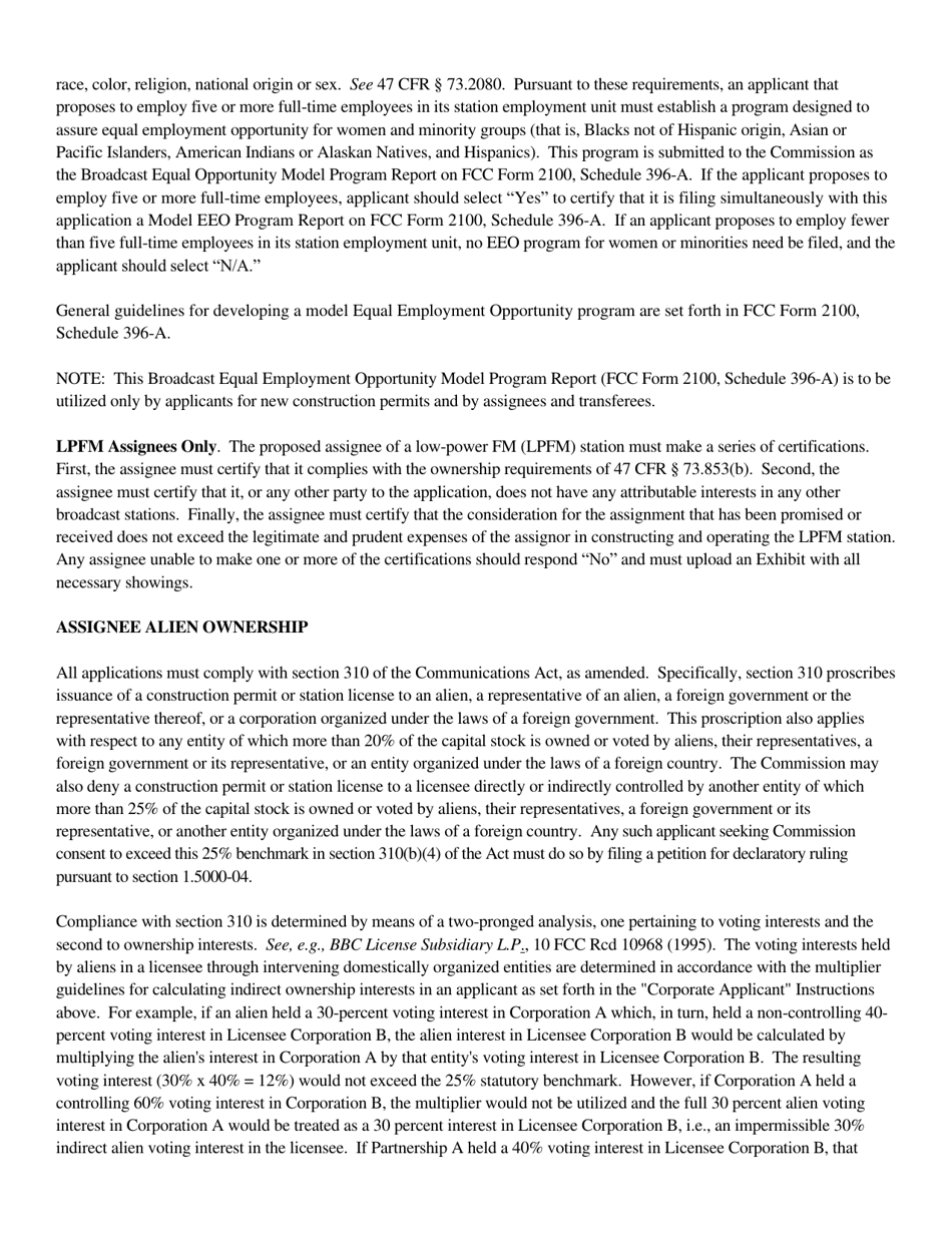 Instructions for FCC Form 2100 Schedule 314 Application for Consent to Assignment of Broadcast Station Construction Permit or License, Page 19
