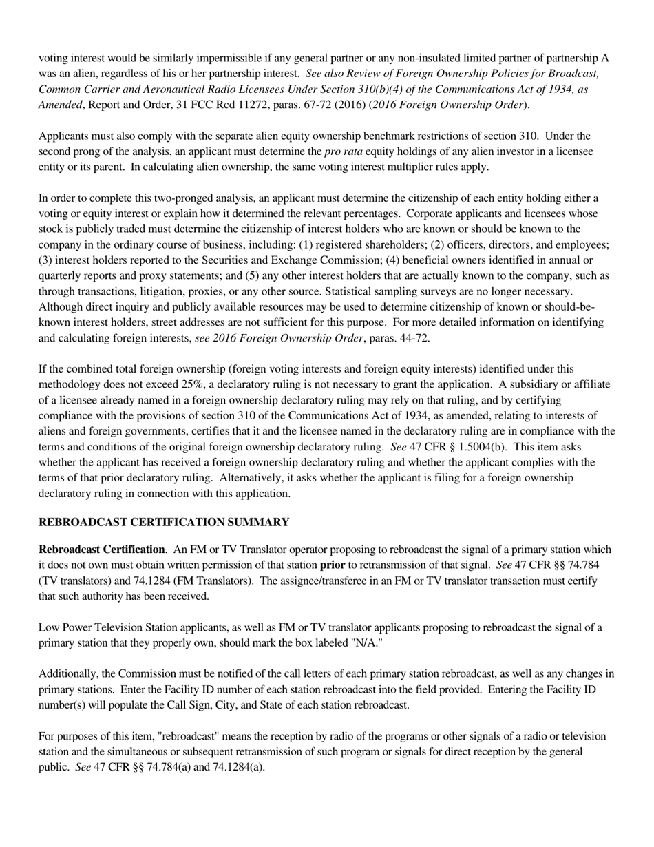 Instructions for FCC Form 2100 Schedule 314 Application for Consent to Assignment of Broadcast Station Construction Permit or License, Page 20