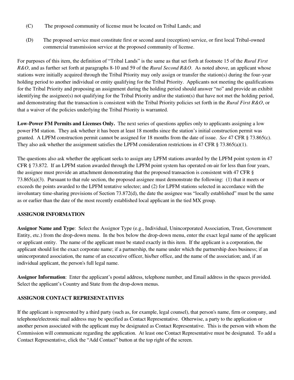 Instructions for FCC Form 2100 Schedule 314 Application for Consent to Assignment of Broadcast Station Construction Permit or License, Page 8