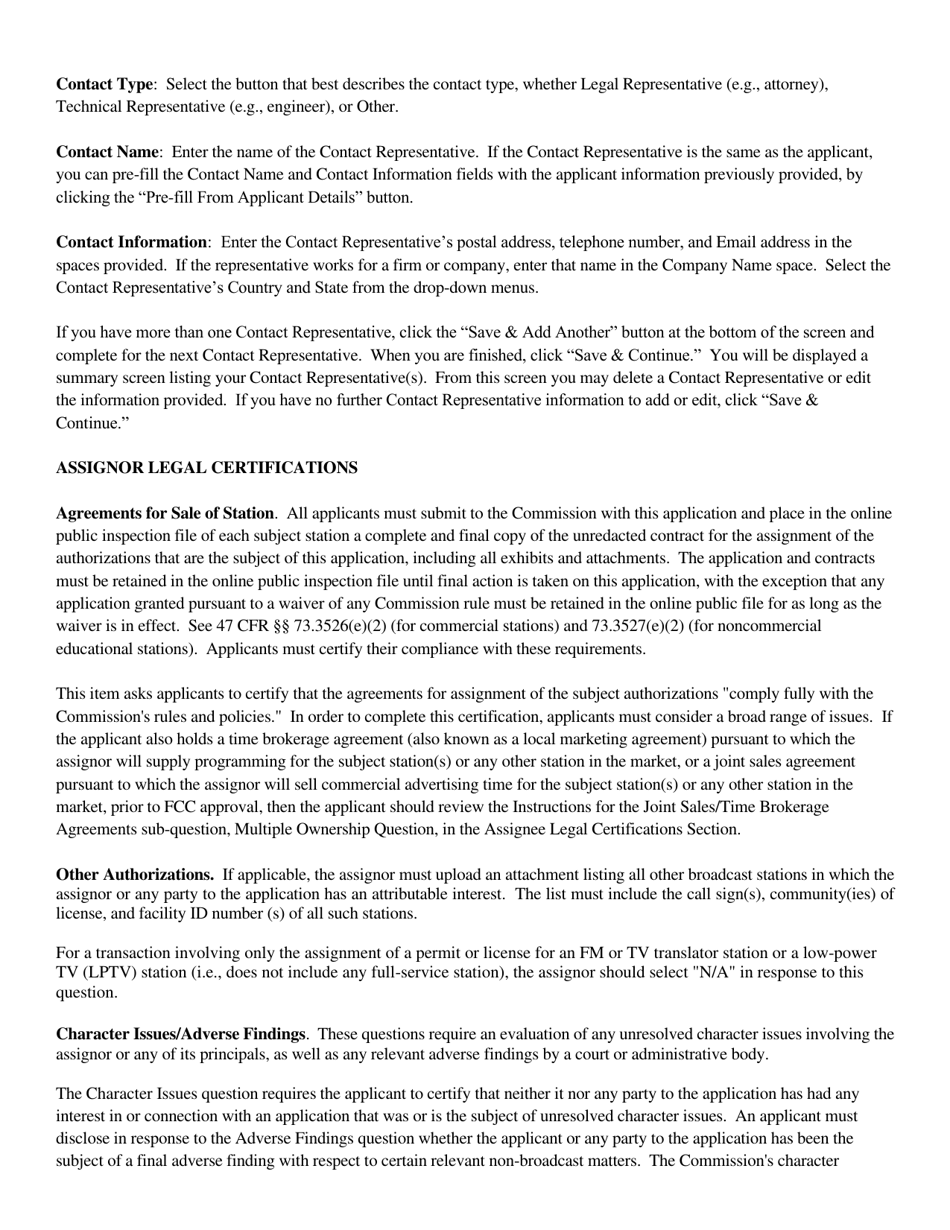 Instructions for FCC Form 2100 Schedule 314 Application for Consent to Assignment of Broadcast Station Construction Permit or License, Page 9