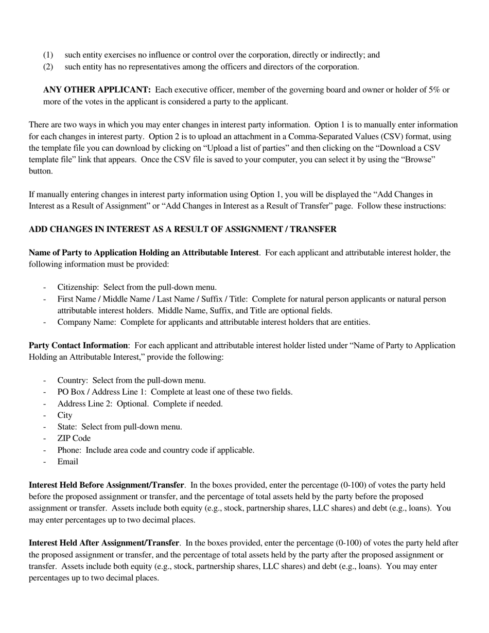 Instructions for FCC Form 2100 Schedule 316 Application for Consent to Assign Broadcast Station Construction Permit or License or Transfer Control of Entity Holding Broadcast Station Construction Permit or License, Page 14