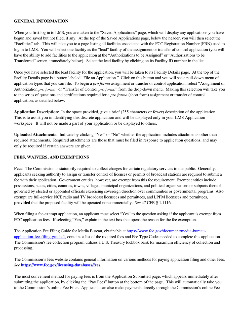 Instructions for FCC Form 2100 Schedule 316 Application for Consent to Assign Broadcast Station Construction Permit or License or Transfer Control of Entity Holding Broadcast Station Construction Permit or License, Page 5