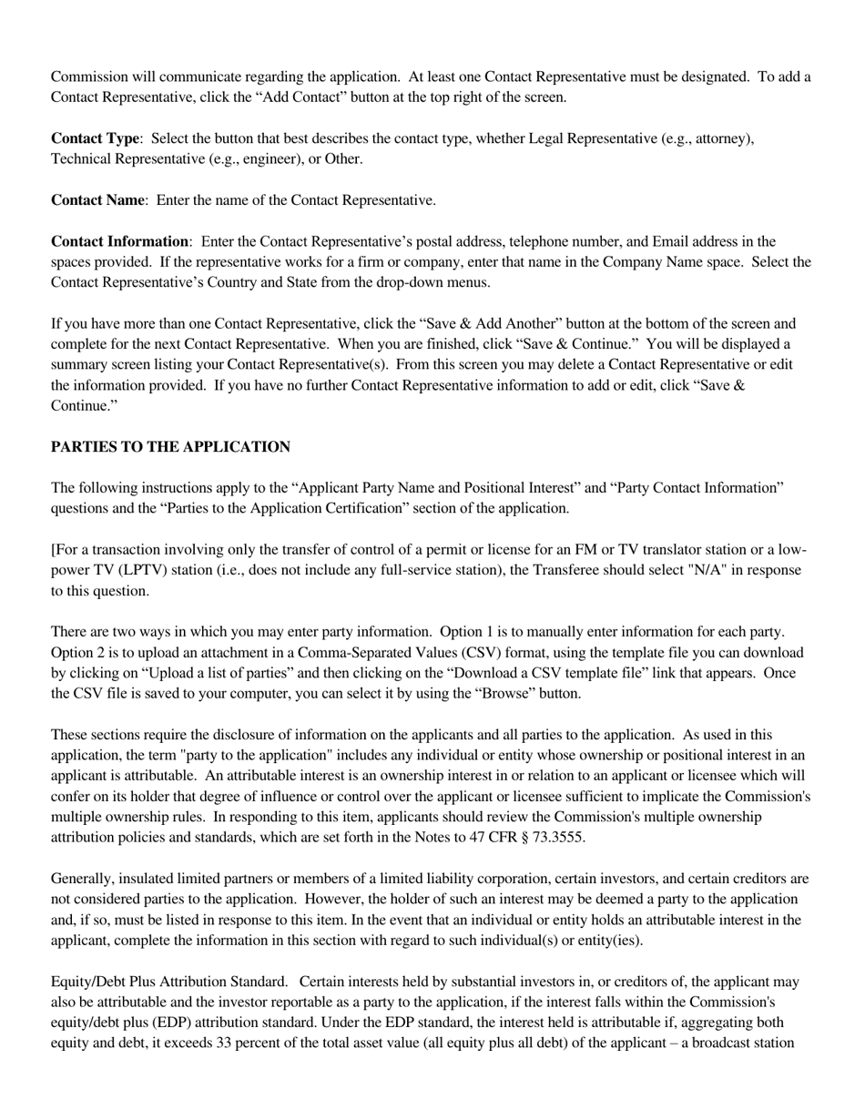 Instructions for FCC Form 2100 Schedule 315 Application for Consent to Transfer Control of Entity Holding Broadcast Station Construction Permit or License, Page 14