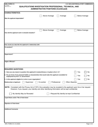 NRC Form 212 Qualifications Investigation Professional, Technical, and Administrative Positions, Page 2
