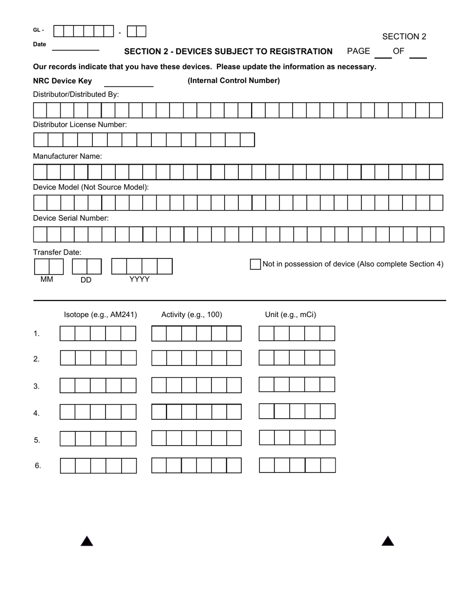 NRC Form 664 General Licensee Registration, Page 7