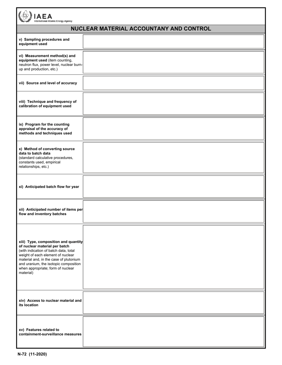IAEA Form N-72 Design Information Questionnaire, Page 10