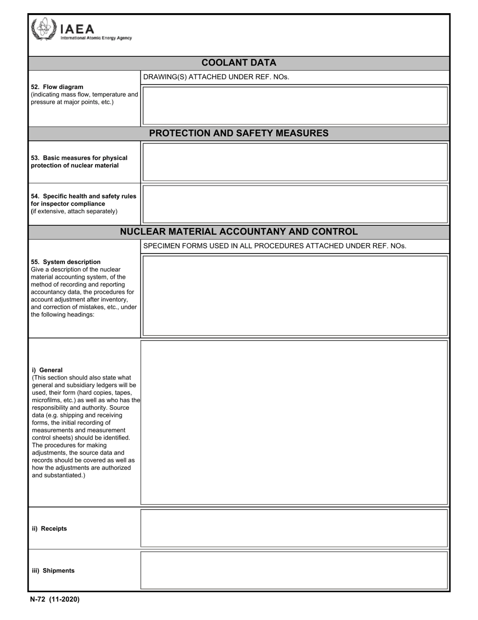 IAEA Form N-72 Design Information Questionnaire, Page 8