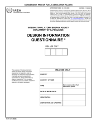 IAEA Form N-73 &quot;Design Information Questionnaire&quot;