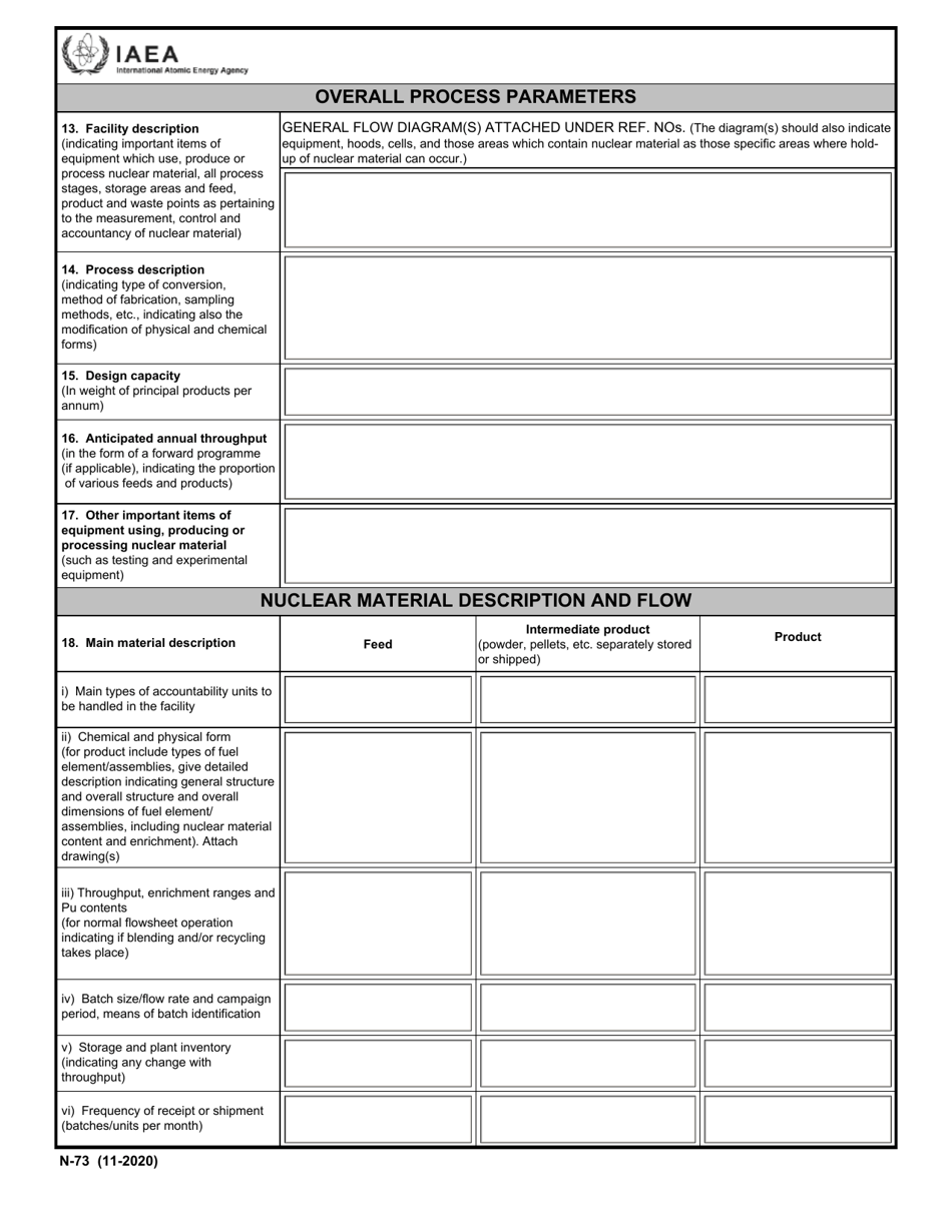 IAEA Form N-73 Design Information Questionnaire, Page 3