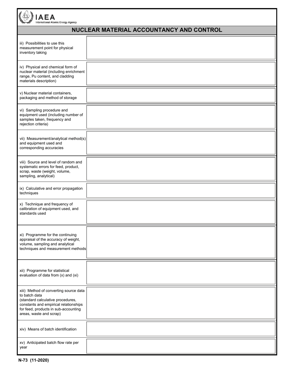IAEA Form N-73 Design Information Questionnaire, Page 8