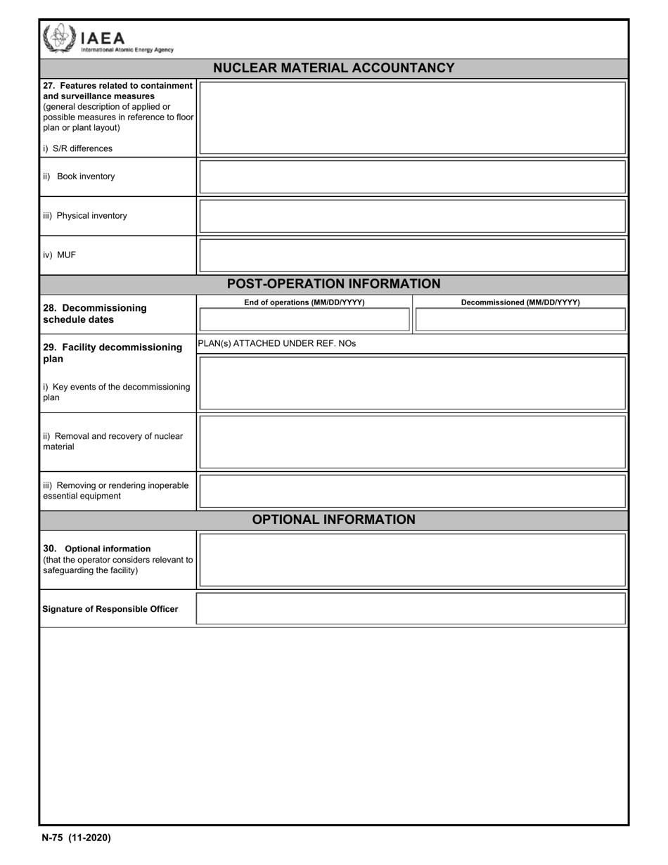 IAEA Form N-75 Design Information Questionnaire, Page 6