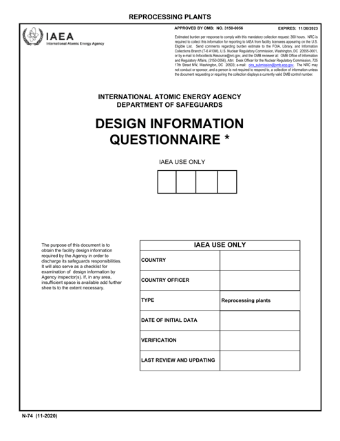 IAEA Form N-74 Design Information Questionnaire