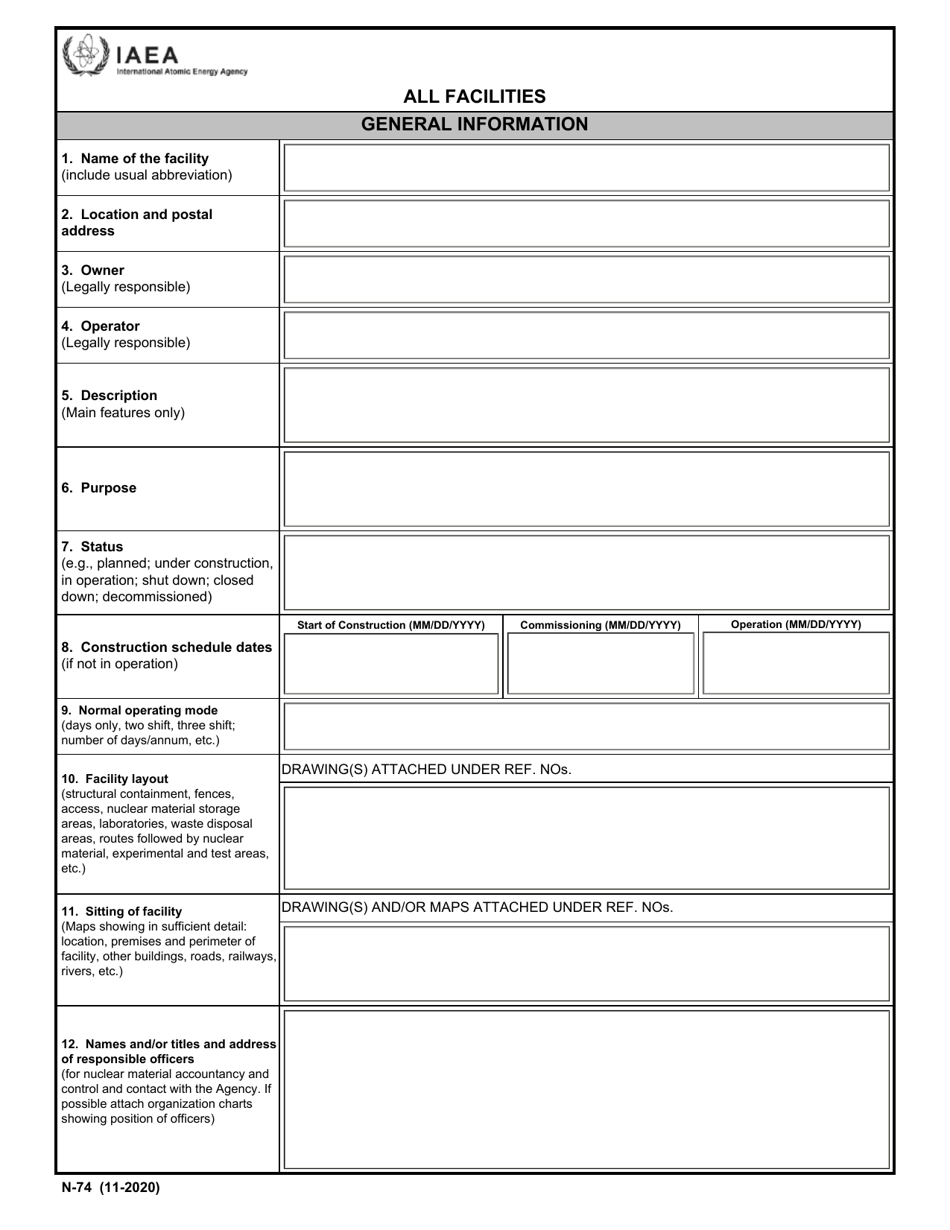 IAEA Form N-74 Design Information Questionnaire, Page 2