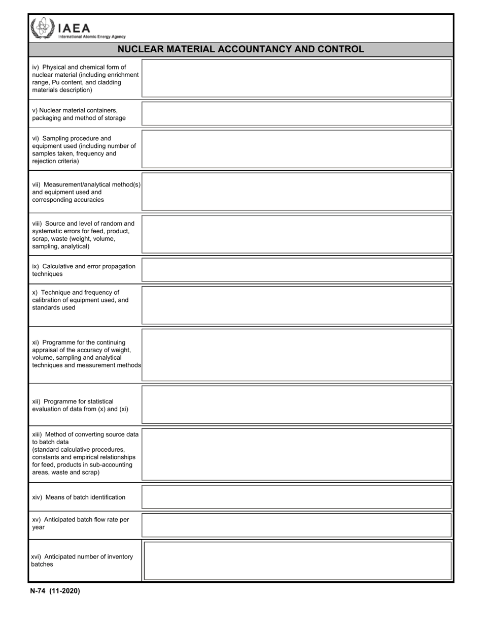 IAEA Form N-74 Design Information Questionnaire, Page 8