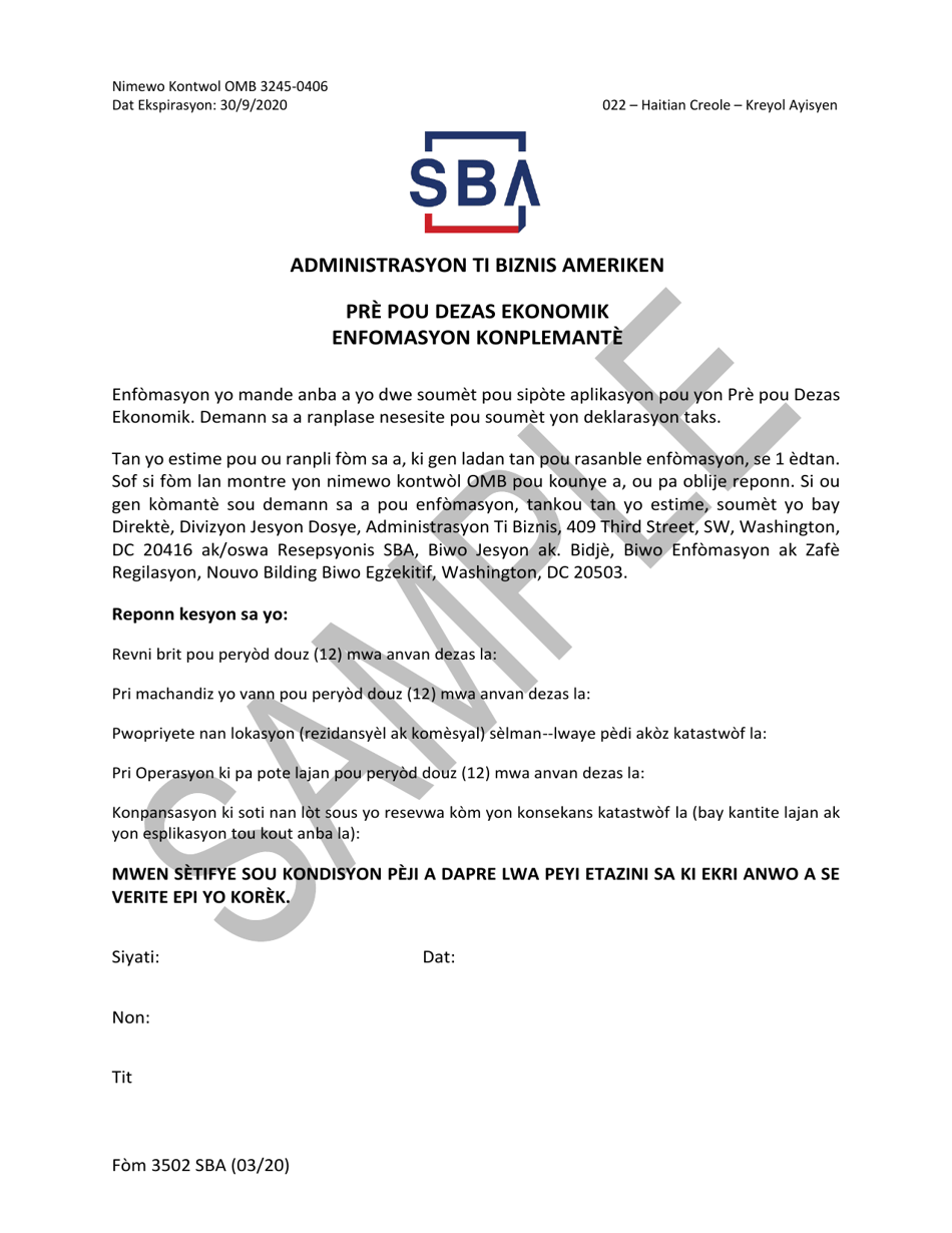 SBA Form 3502 - Fill Out, Sign Online and Download Printable PDF ...